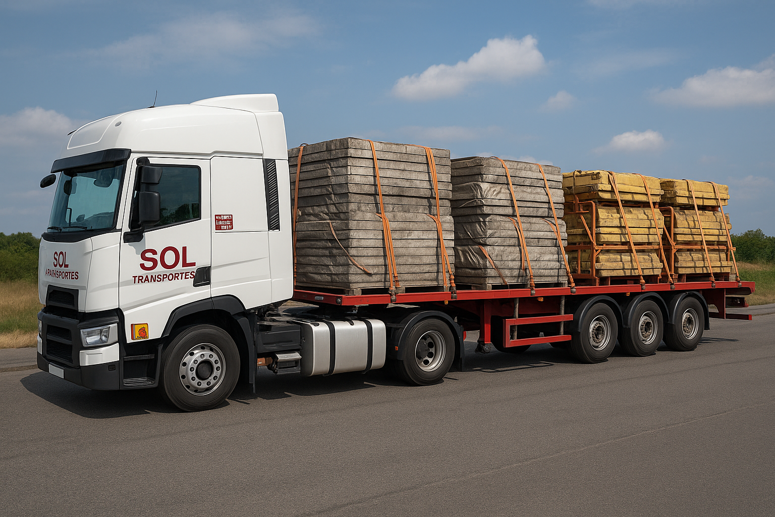 Transporte en plataforma abierta SOLTRANS, ejemplo de carga industrial
